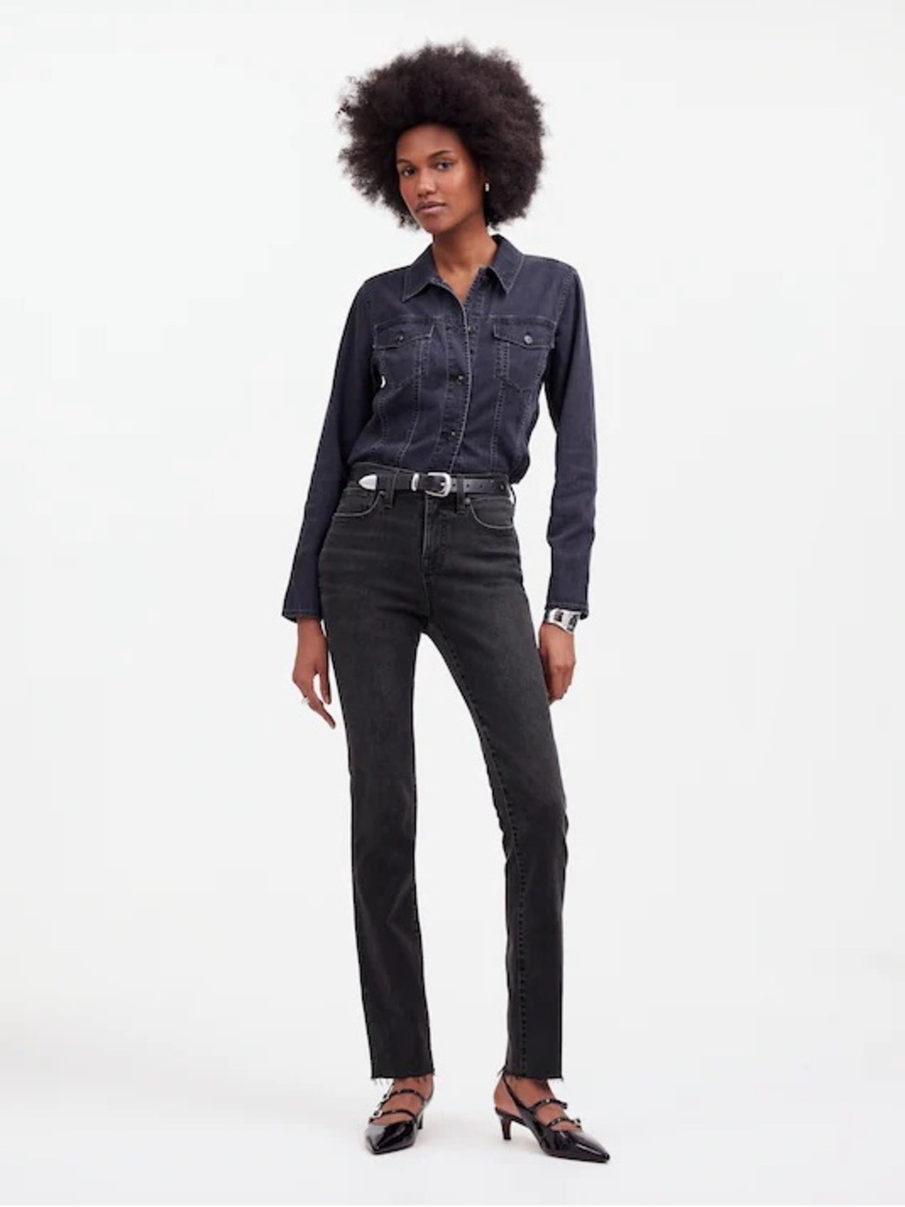 Madewell Women's Mid Rise Stovepipe Jeans in Armand Wash Raw Hem